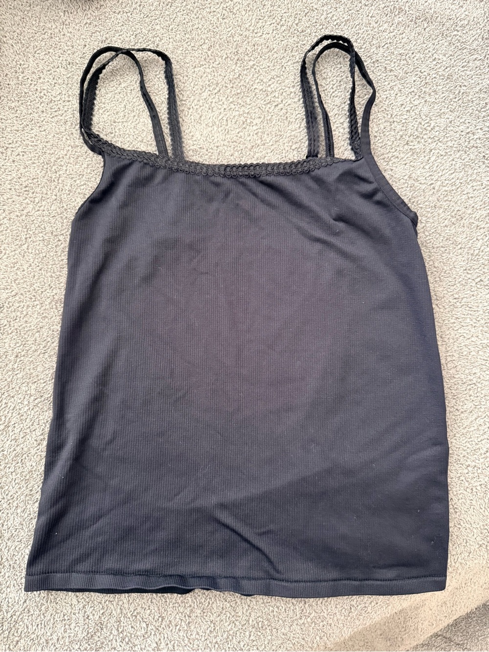 Anthropologie Black Dual Strap Ribbed Camisole